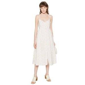 Madewell Alexa Ruffle Bodice Button Down Floral Cotton Midi Dress Size 8 NWT